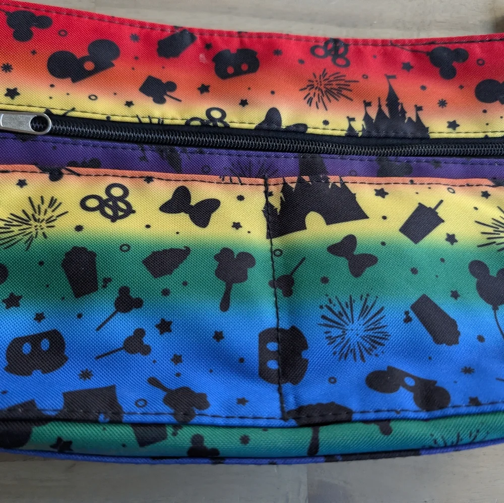 Disney Parks Rainbow Crossbody‎ Castle And Mickey Snacks Bag Purse Ombre